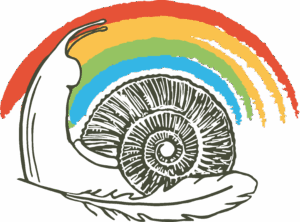 Logo Hier und Heute_Regenbogenschnecke